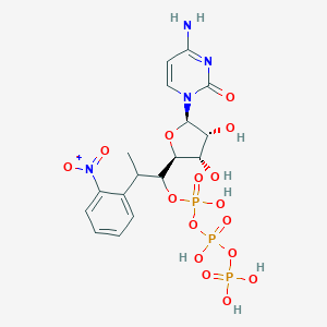 molecular formula C17H23N4O16P3 B219615 [[1-[(2S,3S,4R,5R)-5-(4-amino-2-oxopyrimidin-1-yl)-3,4-dihydroxyoxolan-2-yl]-2-(2-nitrophenyl)propoxy]-hydroxyphosphoryl] phosphono hydrogen phosphate CAS No. 114119-93-6