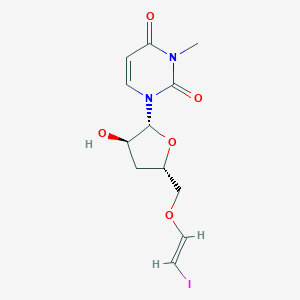 molecular formula C12H15IN2O5 B219686 1-[(2R,3R,5S)-3-hydroxy-5-[[(E)-2-iodoethenoxy]methyl]oxolan-2-yl]-3-methylpyrimidine-2,4-dione CAS No. 118068-34-1