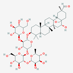 (2R,4S,5R,8R,10S,13R,14R,18R,20S)-10-[(2S,3R,4S,5S)-5-[(2S,3R,4S,5S,6R)-4,5-dihydroxy-6-(hydroxymethyl)-3-[(2S,3R,4R,5R,6S)-3,4,5-trihydroxy-6-methyloxan-2-yl]oxyoxan-2-yl]oxy-4-hydroxy-3-[(2S,3R,4S,5S)-3,4,5-trihydroxy-6-(hydroxymethyl)oxan-2-yl]oxyoxan-2-yl]oxy-2-hydroxy-4,5,9,9,13,20-hexamethyl-24-oxahexacyclo[15.5.2.01,18.04,17.05,14.08,13]tetracosane-20-carbaldehyde