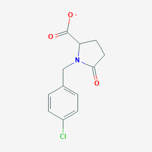 molecular formula C12H11ClNO3- B219905 1-[(4-Chlorophenyl)methyl]-5-oxopyrrolidine-2-carboxylate CAS No. 124277-34-5