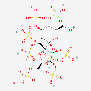 molecular formula C2H4.Cl3Pt.K.H2O B219910 Potassium;[(2R,3R,4S,5S)-5-[(2S,3R,4S,5R,6R)-6-(hydroxymethyl)-2,3,4,5-tetrasulfooxyoxan-2-yl]-3,4-disulfooxy-5-(sulfooxymethyl)oxolan-2-yl]methyl sulfate CAS No. 111757-57-4