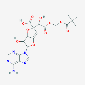 molecular formula C20H23N5O10 B219943 2-(6-aminopurin-9-yl)-5-[2-(2,2-dimethylpropanoyloxymethoxy)-1-hydroxy-2-oxoethyl]-3-hydroxy-3,3a-dihydro-2H-furo[3,2-b]furan-5-carboxylic acid CAS No. 124254-35-9