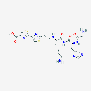 molecular formula C24H33N9O5S2 B220012 methyl 2-[2-[2-[[(2S)-6-amino-1-[[(2S)-2-[(2-aminoacetyl)amino]-3-(4H-imidazol-4-yl)propanoyl]amino]-1-oxohexan-2-yl]amino]ethyl]-1,3-thiazol-4-yl]-1,3-thiazole-4-carboxylate CAS No. 121034-90-0