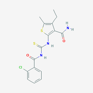 molecular formula C16H16ClN3O2S2 B220029 2-({[(2-Chlorobenzoyl)amino]carbothioyl}amino)-4-ethyl-5-methyl-3-thiophenecarboxamide 