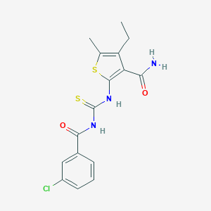 molecular formula C16H16ClN3O2S2 B220134 2-({[(3-Chlorophenyl)carbonyl]carbamothioyl}amino)-4-ethyl-5-methylthiophene-3-carboxamide 