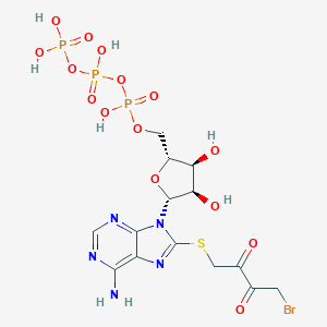 molecular formula C14H19BrN5O15P3S B220323 [[(2R,3S,4R,5R)-5-[6-amino-8-(4-bromo-2,3-dioxobutyl)sulfanylpurin-9-yl]-3,4-dihydroxyoxolan-2-yl]methoxy-hydroxyphosphoryl] phosphono hydrogen phosphate CAS No. 115678-79-0