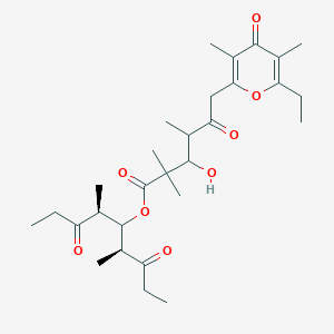 [(4S,6S)-4,6-dimethyl-3,7-dioxononan-5-yl] 6-(6-ethyl-3,5-dimethyl-4-oxopyran-2-yl)-3-hydroxy-2,2,4-trimethyl-5-oxohexanoate