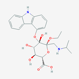 molecular formula C24H30N2O8 B220347 (2S,3S,4S,5S,6R)-5-(9H-carbazol-4-yloxy)-6-ethoxy-3,4,5-trihydroxy-6-[(propan-2-ylamino)methyl]oxane-2-carboxylic acid CAS No. 117374-84-2