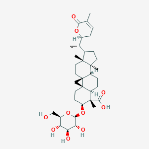 molecular formula C7H14ClNO2S B220376 (1S,3R,6S,7S,8R,11S,12S,16R)-7,12,16-Trimethyl-15-[(1S)-1-[(2S)-5-methyl-6-oxo-2,3-dihydropyran-2-yl]ethyl]-6-[(2R,3R,4S,5S,6R)-3,4,5-trihydroxy-6-(hydroxymethyl)oxan-2-yl]oxypentacyclo[9.7.0.01,3.03,8.012,16]octadecane-7-carboxylic acid CAS No. 124962-06-7