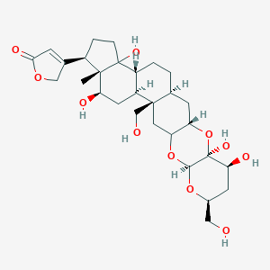 molecular formula C29H42O11 B220651 3-[(1S,3S,5S,6S,8S,10S,14R,15S,17R,18S,19R,23R)-5,6,17,22-Tetrahydroxy-8,14-bis(hydroxymethyl)-18-methyl-4,9,11-trioxahexacyclo[12.11.0.03,12.05,10.015,23.018,22]pentacosan-19-yl]-2H-furan-5-one CAS No. 119459-76-6