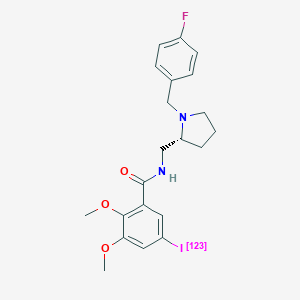 molecular formula C21H24FIN2O3 B220776 2,3-Dimethoxy-5-iodo-N-((1-(4'-fluorobenzyl)-2-pyrrolidinyl)methyl)benzamide CAS No. 124929-08-4