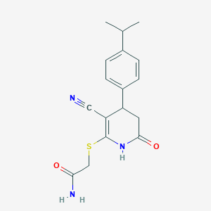 molecular formula C17H19N3O2S B220877 2-({3-Cyano-6-oxo-4-[4-(propan-2-yl)phenyl]-1,4,5,6-tetrahydropyridin-2-yl}sulfanyl)acetamide 