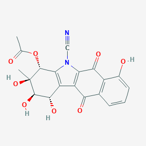 molecular formula C20H16N2O8 B220931 [(1S,2R,3R,4R)-5-氰基-1,2,3,7-四羟基-3-甲基-6,11-二氧代-2,4-二氢-1H-苯并[h]咔唑-4-基] 乙酸酯 CAS No. 120796-26-1