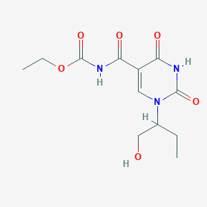 molecular formula C12H17N3O6 B221002 Ethyl {1-[1-(hydroxymethyl)propyl]-2,4-dioxo-1,2,3,4-tetrahydro-5-pyrimidinyl}carbonylcarbamate 