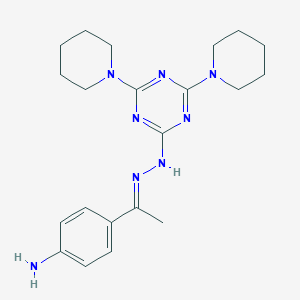 molecular formula C21H30N8 B221014 1-(4-Aminophenyl)ethanone [4,6-di(1-piperidinyl)-1,3,5-triazin-2-yl]hydrazone 
