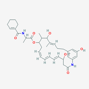molecular formula C36H48N2O7 B221105 [(6E,8E,10Z,16E)-15,22-Dihydroxy-5-methoxy-14,16-dimethyl-3-oxo-2-azabicyclo[18.3.1]tetracosa-1(23),6,8,10,16,20(24),21-heptaen-13-yl] 2-(cyclohexene-1-carbonylamino)propanoate CAS No. 120811-38-3