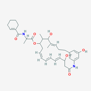 molecular formula C36H48N2O7 B221105 [(6E,8E,10Z,16E)-15,22-二羟基-5-甲氧基-14,16-二甲基-3-氧代-2-氮杂双环[18.3.1]二十二烷-1(23),6,8,10,16,20(24),21-七烯-13-基] 2-(环己烯-1-羰基氨基)丙酸酯 CAS No. 120811-38-3