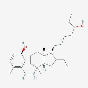 molecular formula C11H14O2S B221139 (1S)-5-[(Z)-2-[(1R,3aR,7aS)-2-ethyl-1-[(5S)-5-hydroxyheptyl]-4,7a-dimethyl-2,3,3a,5,6,7-hexahydro-1H-inden-4-yl]ethenyl]-4-methylcyclohexa-2,4-dien-1-ol CAS No. 116925-40-7