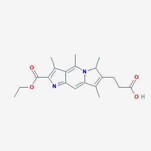 molecular formula C20H24N2O4 B221277 3-(2-ethoxycarbonyl-3,4,6,8-tetramethyl-6H-pyrrolo[3,2-f]indolizin-7-yl)propanoic acid 