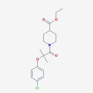 molecular formula C18H24ClNO4 B221382 Ethyl 1-[2-(4-chlorophenoxy)-2-methylpropanoyl]piperidine-4-carboxylate 