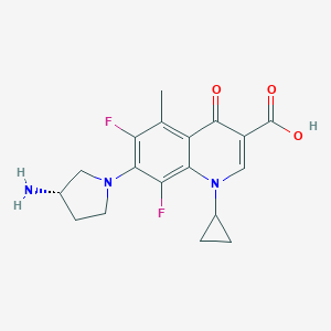molecular formula C18H19F2N3O3 B221608 7-((S)-3-Amino-1-pyrrolidinyl)-1-cyclopropyl-6,8-difluoro-1,4-dihydro-5-methyl-4-oxoquinoline-3-carboxylic acid CAS No. 178233-18-6
