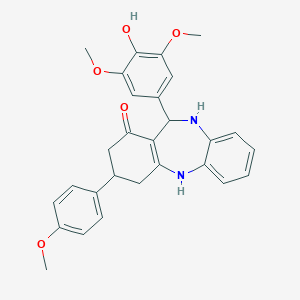 molecular formula C28H28N2O5 B221663 11-(4-hydroxy-3,5-dimethoxyphenyl)-3-(4-methoxyphenyl)-2,3,4,5,10,11-hexahydro-1H-dibenzo[b,e][1,4]diazepin-1-one 