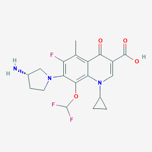 molecular formula C19H20F3N3O4 B221676 7-((S)-3-Amino-1-pyrrolidinyl)-1-cyclopropyl-6-fluoro-8-difluoromethoxy-1,4-dihydro-5-methyl-4-oxoquinoline-3-carboxylic acid CAS No. 178174-19-1