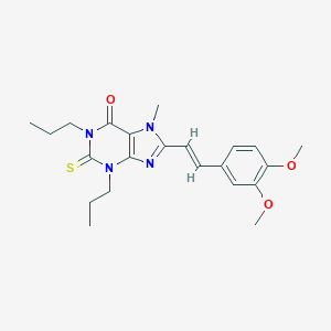 molecular formula C22H28N4O3S B221684 (E)-8-(3,4-Dimethoxystyryl)-7-methyl-1,3-dipropyl-2-thioxanthine CAS No. 175675-60-2