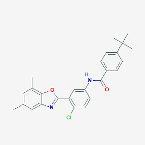molecular formula C26H25ClN2O2 B221709 4-tert-butyl-N-[4-chloro-3-(5,7-dimethyl-1,3-benzoxazol-2-yl)phenyl]benzamide 