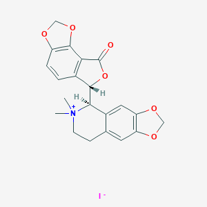 molecular formula C₂₁H₂₀INO₆ B022187 （6S）-6-[(5R）-6,6-二甲基-7,8-二氢-5H-[1,3]二噁唑[4,5-g]异喹啉-6-鎓-5-基]-6H-呋喃[3,4-g][1,3]苯二噁唑-8-酮；碘化物 CAS No. 55950-07-7