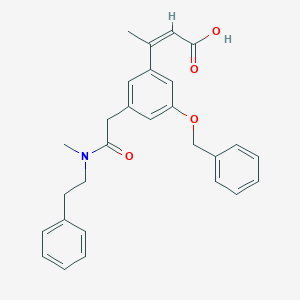 molecular formula C7H6F3N3O B221878 5-(2-(Methyl(2-phenethyl)amino)-2-oxoethyl)-2-(benzyloxy)cinnamic acid CAS No. 181268-76-8