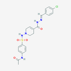 molecular formula C21H22ClN5O4S B221927 1-[(4-Acetamidophenyl)sulfonylamino]-N-[(E)-(4-chlorophenyl)methylideneamino]-3,6-dihydro-2H-pyridine-4-carboxamide CAS No. 160857-59-0