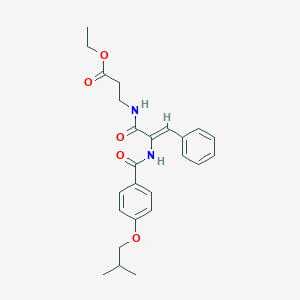 molecular formula C25H30N2O5 B222230 beta-Alanine, N-(2-((4-(2-methylpropoxy)benzoyl)amino)-1-oxo-3-phenyl-2-propenyl)-, ethyl ester CAS No. 172798-62-8