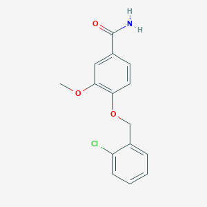 molecular formula C15H14ClNO3 B222390 4-[(2-Chlorophenyl)methoxy]-3-methoxybenzamide 