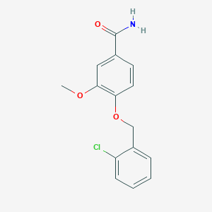 molecular formula C15H14ClNO3 B222390 4-[(2-chlorobenzyl)oxy]-3-methoxybenzamide 