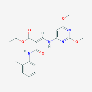 molecular formula C19H22N4O5 B222430 Ethyl (E)-3-[(2,6-dimethoxypyrimidin-4-yl)amino]-2-[(2-methylphenyl)carbamoyl]prop-2-enoate CAS No. 172753-11-6