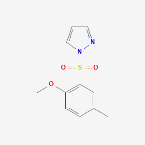 molecular formula C11H12N2O3S B222689 1-(2-methoxy-5-methylbenzenesulfonyl)-1H-pyrazole 