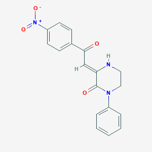 molecular formula C18H15N3O4 B222704 3-(2-(4-Nitrophenyl)-2-oxoethylidene)-1-phenylpiperazinone CAS No. 178408-29-2