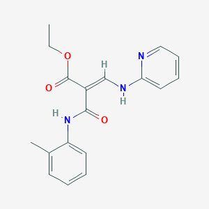 molecular formula C18H19N3O3 B222736 Ethyl (E)-2-(((2-methylphenyl)amino)carbonyl)-3-(2-pyridinylamino)-2-propenoate CAS No. 172753-06-9