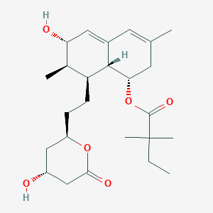 molecular formula C25H38O6 B022277 (1S,6S,7R,8S,8aR)-6-Hydroxy-8-{2-[(2R,4R)-4-hydroxy-6-oxooxan-2-yl]ethyl}-3,7-dimethyl-1,2,6,7,8,8a-hexahydronaphthalen-1-yl 2,2-dimethylbutanoate CAS No. 133645-46-2