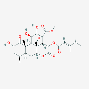 molecular formula C28H38O11 B222805 Methyl (1R,2S,6R,8S,9R,13S,14S,15R)-3-[(E)-3,4-dimethylpent-2-enoyl]oxy-11,15,16-trihydroxy-9,13-dimethyl-4,12-dioxo-5,18-dioxapentacyclo[12.5.0.01,6.02,17.08,13]nonadecane-17-carboxylate CAS No. 168569-27-5