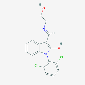 molecular formula C17H14Cl2N2O2 B223279 (Z)-1,3-Dihydro-1-(2,6-dichlorophenyl)-3-(((2-hydroxyethyl)amino)methylene)-2H-indol-2-one CAS No. 172371-95-8