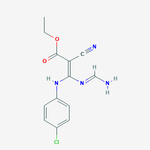 molecular formula C13H13ClN4O2 B223329 Ethyl 3-((4-chlorophenyl)amino)-2-cyano-3-((iminomethyl)amino)-2-propenoate CAS No. 189109-01-1