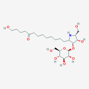molecular formula C24H45NO10 B223366 1-hydroxy-13-[(3R,4S,5R)-4-hydroxy-5-(hydroxymethyl)-3-[(2R,3R,4S,5S,6R)-3,4,5-trihydroxy-6-(hydroxymethyl)oxan-2-yl]oxypyrrolidin-2-yl]tridecan-5-one CAS No. 190317-46-5