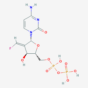 molecular formula C10H14FN3O10P2 B223388 [(2R,3S,4E,5R)-5-(4-amino-2-oxopyrimidin-1-yl)-4-(fluoromethylidene)-3-hydroxyoxolan-2-yl]methyl phosphono hydrogen phosphate CAS No. 177956-38-6