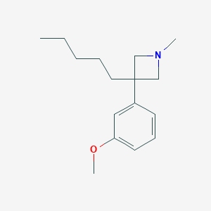 molecular formula C16H25NO B022353 AZETIDINE, 3-(m-METHOXYPHENYL)-1-METHYL-3-PENTYL- CAS No. 19832-52-1