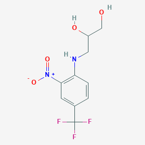 molecular formula C10H11F3N2O4 B022354 3-((2-Nitro-4-(Trifluoromethyl)phenyl)amino)propane-1,2-diol CAS No. 104333-00-8