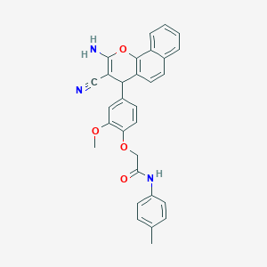 molecular formula C30H25N3O4 B223983 2-[4-(2-amino-3-cyano-4H-benzo[h]chromen-4-yl)-2-methoxyphenoxy]-N-(4-methylphenyl)acetamide 