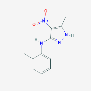 molecular formula C11H12N4O2 B224114 4-nitro-3-methyl-5-(2-toluidino)-1H-pyrazole 