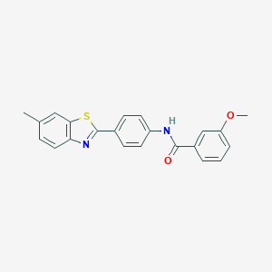 molecular formula C22H18N2O2S B224117 3-methoxy-N-[4-(6-methyl-1,3-benzothiazol-2-yl)phenyl]benzamide 